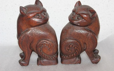A Pair of Chinese/Asian Wooden Bookends