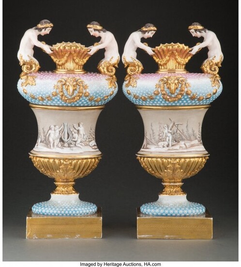 A Pair of French Figural Porcelain Vases 19-1/4
