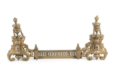 A Pair of Louis XVI Style Gilt Bronze Chenets with a