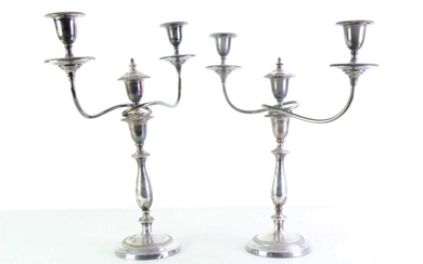 A Pair of Silver Plated Candelabra (H:44cm)