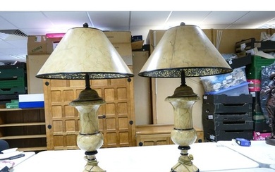 A Pair of Theodore Alexander Marble Effect Lamps with Origin...