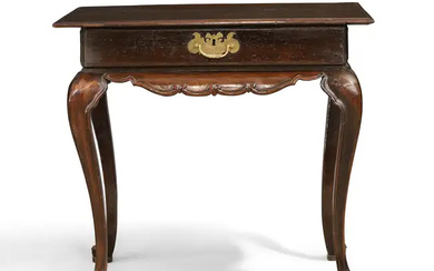 A Portuguese rosewood side table, second quarter 18th century, the rectangular top...
