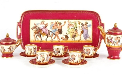 A ROYAL VIENNA STYLE COFFEE SET comprising of a