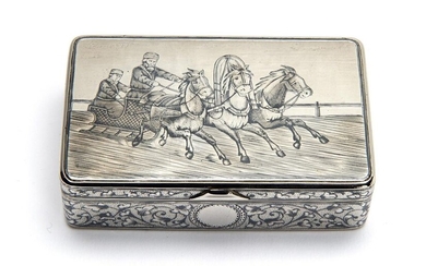 A Russian silver gilt and niello snuff box