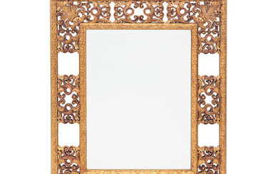 A Spanish baroque style gilt and painted wood mirror
