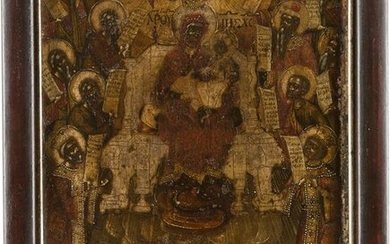 A VERY FINE SIGNED ICON SHOWING THE MOTHER OF GOD