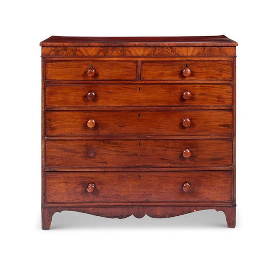 A VICTORIAN MAHOGANY CHEST OF DRAWERS, MID 19TH CENTURY