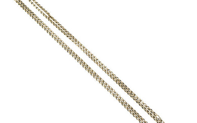 A Victorian 9ct gold belcher-link longaurd chain.