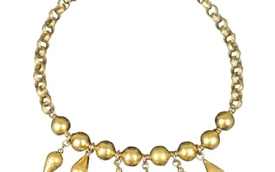 A Vintage Yves Saint Laurent Gold Red Crystal Necklace