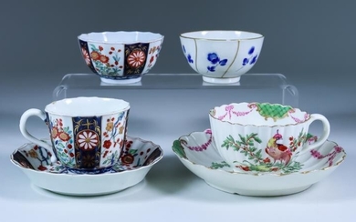 A Worcester "Queens" Pattern Bowl, Cup and Saucer, Circa...