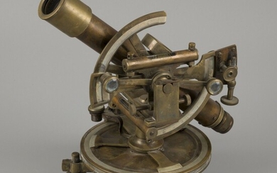 A brass surveyors' spirit level instrument with compass (transit/ theodolite), Germany, early 20th century.
