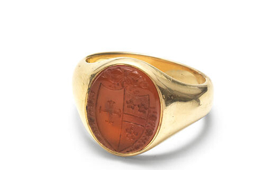 A carnelian seal ring, 19th century