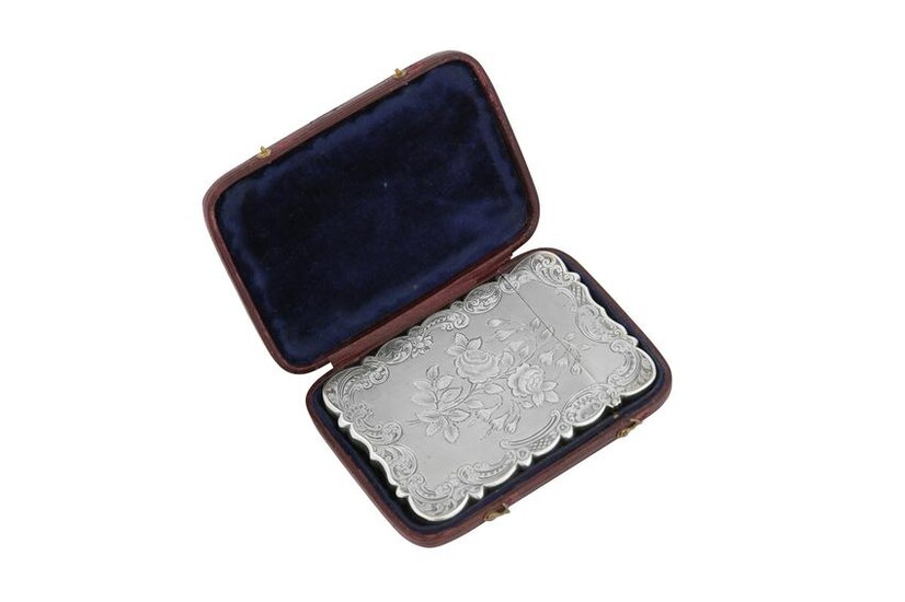 A cased Victorian sterling silver card case, Birmingham