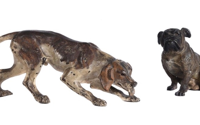A cold-painted bronze model of a hound