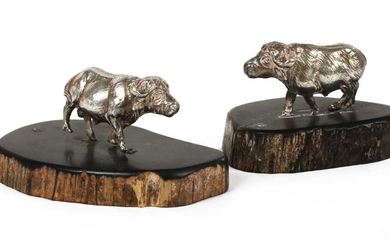 A contemporary silver sculpture of a buffalo, by Patrick Mavros