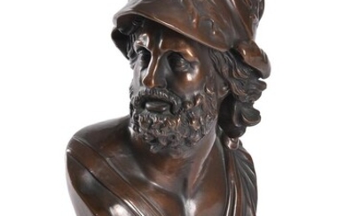 A filled bronzed bust of Ajax