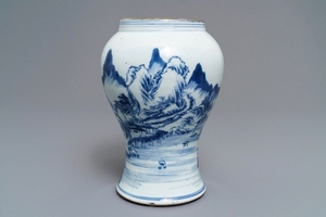 A fine Chinese blue and white landscape vase, Kang…