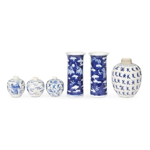 A group of six assorted Chinese blue and white...