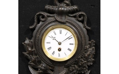 A late 19th century cast iron novelty wall timepiece, of Nav...