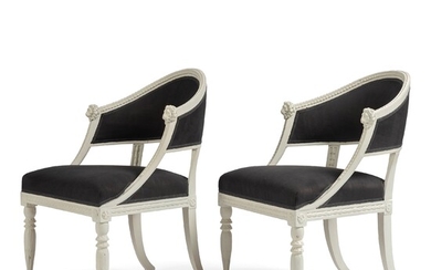 A matched pair of late Gustavian armchairs.