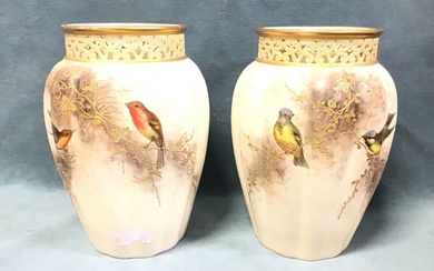 A pair of C19th Grainger & Co Royal China Works...
