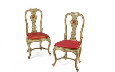 A pair of Genoese cream and polychrome painted chairs, circa 1770