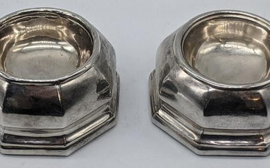 A pair of Queen Anne silver octagonal trencher salts