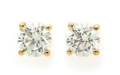 SOLD. A pair of diamond ear studs each set with a brilliant-cut diamond weighing a total of app. 1.06 ct., mounted in 18k gold. (2) – Bruun Rasmussen Auctioneers of Fine Art