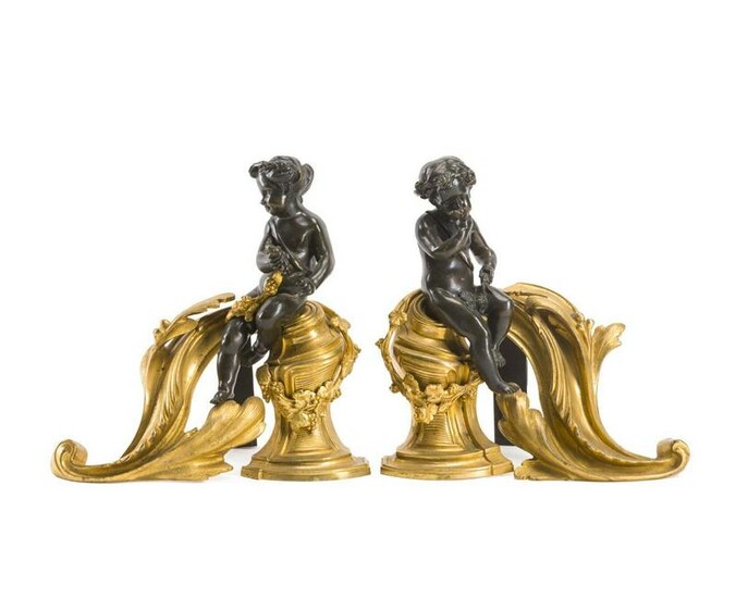 A pair of gilt-bronze chenets