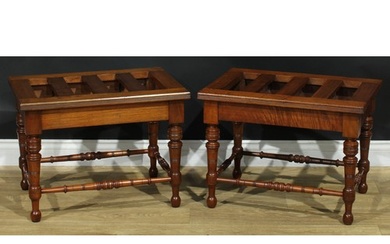 A pair of late Victorian walnut and mahogany rectangular lug...