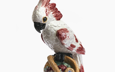 A parrot with overturned basket of flowers - Nymphenburg, design by Josef Wackerle, 1909