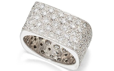 A pave diamond band ring, of square hoop...