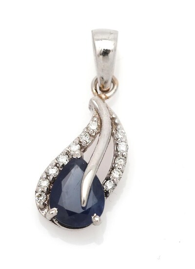NOT SOLD. A pendant set with a sapphire and numerous diamonds, mounted in 14k white gold. L. app. 17 mm. – Bruun Rasmussen Auctioneers of Fine Art
