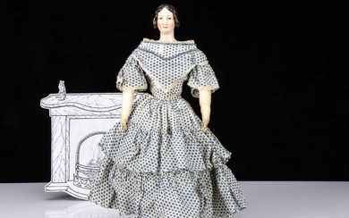 A rare mid 19th century KPM pink tinted china shoulder-head lady doll
