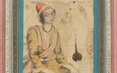 A seated youth, probably a dervish Persia, late 18th-early 19th...