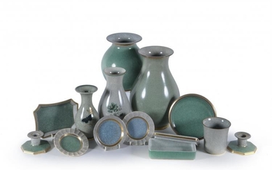 A selection of modern Royal Copenhagen crackle-glazed porcelain