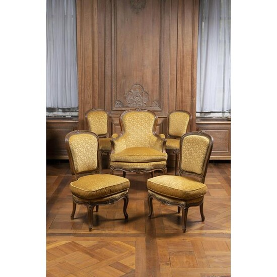 A set of louis XV style comprising one bergère