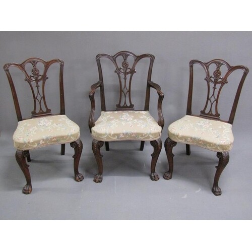 A set of six (4+2) mid Georgian style mahogany dining chairs...