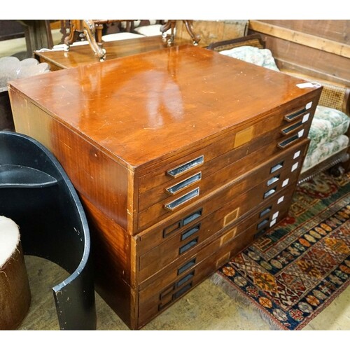 A two sectional 20th century plan chest, (piece is associate...