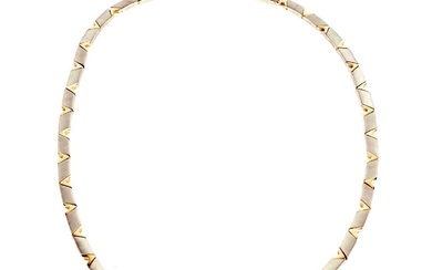 A yellow and white gold fancy link chain necklace