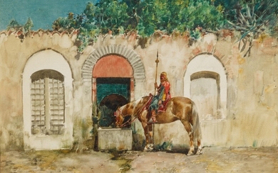 ALBERTO PASINI | HORSEMAN AT A FOUNTAIN