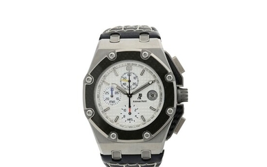 AUDEMARS PIGUET | REFERENCE 60301O.OO.D001IN.01 ROYAL OAK OFFSHORE JUAN PABLO MONTOYA A LIMITED EDITION TITANIUM AND CARBON FIBER CHRONOGRAPH WRISTWATCH WITH DATE, CIRCA 2010