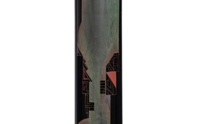 A.RIECKE (XXe) Important vase tubulaire en verre opalin noir à...