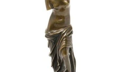 After Venus de Milo Miron Signed Miniature Bronze