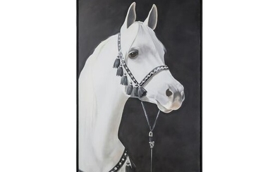 Allegra Spalding White Arabian Horse Oil Painting