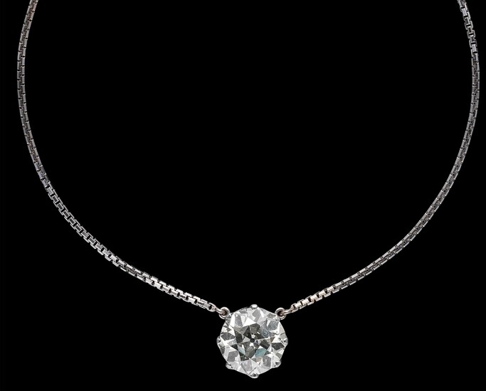 An Old-Cut Diamond Solitaire Necklace c. 10.50 ct
