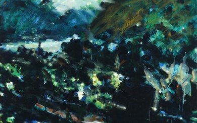 Amariel Nordoy: “Mikladal, Færøerne”, 1982. Signed Norday 82. Oil on canvas. 57×77 cm.