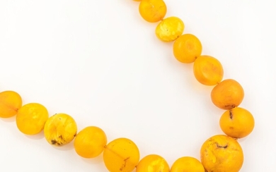 Amber necklace , uneven flat amber in different...