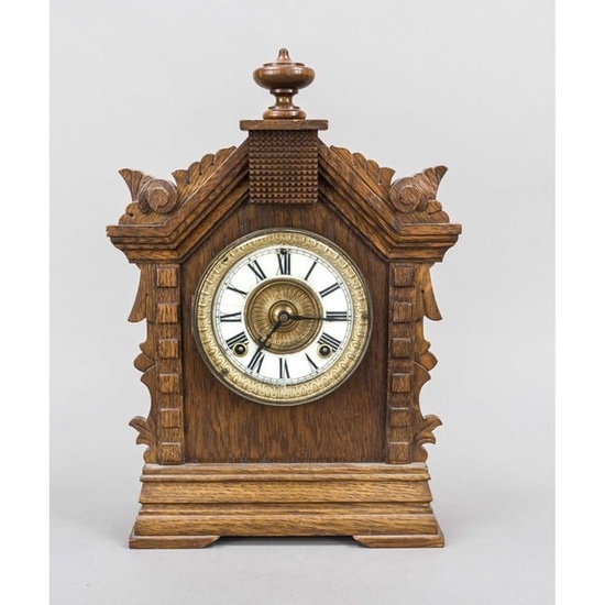 American oak table clock, c. 1870