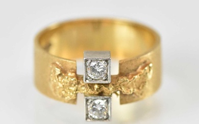 An 18ct yellow gold Finnish ring set with two small...